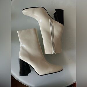 Nasty Gal Cream and Black Heeled Boots
